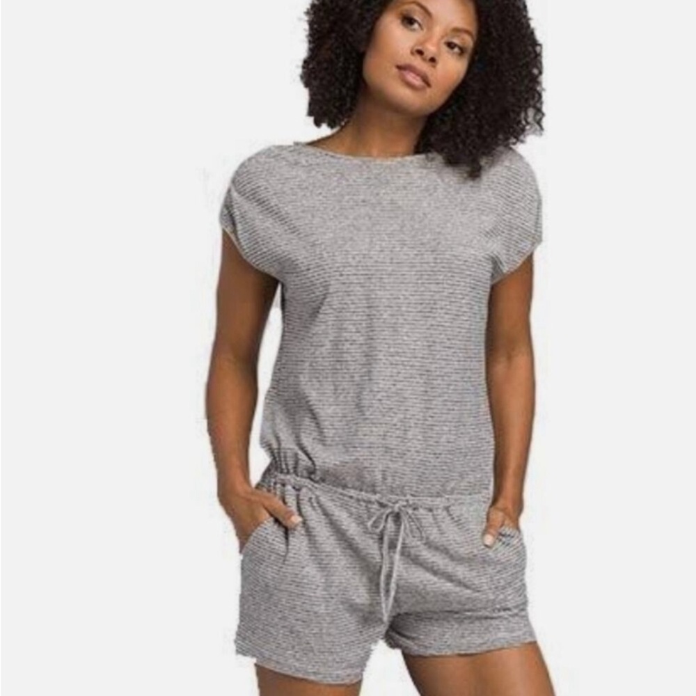 Prana Retrieve Romper Hemp Organic Cotton Stripes Lagenlook